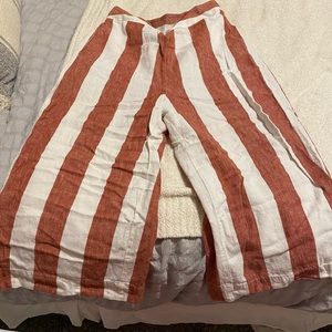 Madewell Linen Pants, red and white striped, size M
